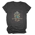 Detail of campfire print on dark grey crew neck t-shirt showing outdoor graphics - S / Black Heather Grey