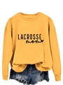 Close-up of bright yellow lacrosse mom sweatshirt with crew neck and ribbed cuffs - Yellow Sweatshirt (Black Font)