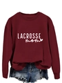 Detail of burgundy lacrosse mom sweatshirt with white lettering and heart on white background - Wine Red Sweatshirt (White Font)