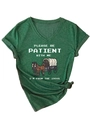 Detail of V-neck dark green heather T-shirt featuring vintage carriage graphic and text - Vintage Green
