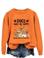 Détail du sweat-shirt orange vif avec imprimé de chiens de dessin animé amusant - S / Sweat-shirt orange (motif de texte noir)