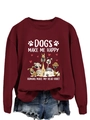 Détail d'un sweat bordeaux avec un motif de chien et des slogans humoristiques - S / Sweat-shirt rouge vin (motif de texte blanc)