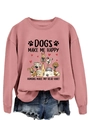 Sweat rose à col rond avec motifs de chiens mignons et short en jean pour un style décontracté - S / Sweat-shirt or rose (motif de texte noir)