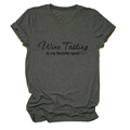 Detail of grey T-shirt with black Wine Tasting is my favorite sport printed text - S / Dark Gray (Black Font)