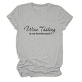 Detail of grey wine tasting is my favorite sport graphic tee on white background - Light Gray (Black Font)
