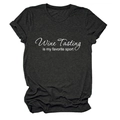 Close-up of the Wine Tasting is my favorite sport text on a dark grey t-shirt - Heather Gray (White Font)