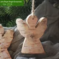 Pendaglio angelo in legno artigianale con trama in betulla e corda di iuta rustica - Angelo (Spaventapasseri)