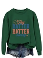 Détail d'un sweat vert foncé avec motif graphique de baseball Hey Batter Batter Swing - S / Vert clair