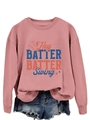 Détail du sweat mauve Hey Batter Batter Swing avec motif de baseball et poignets côtelés - S / Rose Poudré