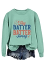 Détail du sweat vert menthe avec imprimé baseball coloré Hey Batter Batter Swing tendance - S / Vert clair