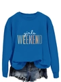Détail du sweat-shirt bleu avec imprimé artistique coloré girls WEEKEND pour femmes - Sweat-shirt Bleu Lac (Graphique Blanc)