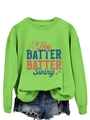 Détail du sweat-shirt vert fruit avec imprimé Hey Batter Batter Swing et short en jean - S / Vert Fluorescent