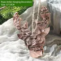 Nordic wooden deer head ornament with natural bark texture and rustic hemp rope, 13x10cm - Deer Head (with Bark)