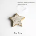 Rustic star wooden Christmas ornament with white ribbon, size 7.5x8cm for festive decor - Star Style (White)
