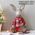 Christmas plush donkey figurine in red nordic sweater and scarf, 40cm holiday decor - Sitting Long-eared Female Deer