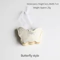 Wooden butterfly ornament with white glitter finish and silk ribbon for Christmas hanging - Butterfly Style (White)
