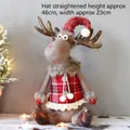 Muñeco de alce navideño con falda de cuadros y gorro de punto, adorno de 46cm x 23cm - Ciervo Sentado Hembra