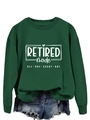 Flat lay of dark green sweatshirt with Retired Mode print and ripped denim shorts set - Dark Green (White Font)