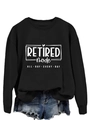 Detail view of the soft black cotton sweatshirt with white Retired Mode slogan print - Black (White Font)