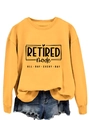 Detail of ginger yellow crewneck sweatshirt with black Retired Mode graphic print - Yellow (Black Font)