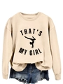 Détail d'un sweat-shirt beige avec imprimé THAT'S MY GIRL et silhouette de gymnaste - S / Sable (Graphique Noir)