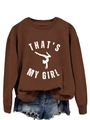 Détail d'un sweat marron avec imprimé That's My Girl et silhouette de gymnaste - S / Café (Graphique Blanc)
