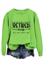 Detail of green long-sleeve sweatshirt with black Retired Mode graphic print - Neon Green (Black Font)