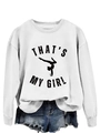 Détail du sweat-shirt blanc à manches longues avec imprimé gymnaste THAT'S MY GIRL - S / Blanc (Graphique Noir)