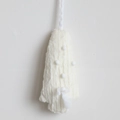 Minimalist white wool plush Christmas tree ornament with soft fuzzy balls and hanging string - Water Drop Pendant / White