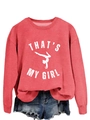 Sweat corail avec imprimé THAT'S MY GIRL et détail de silhouette de gymnaste - S / Rouge (Graphique Blanc)