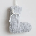 Décoration de Noël en laine tricotée grise en forme de chaussette avec cordelette - Ornement Bottine / Gris