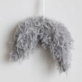 Pendentif lune en laine grise avec texture à franges pour décoration créative de Noël - Pendentif Croissant / Gris