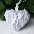 Ornement de Noël en laine grise en forme de cœur avec nœud pour décoration - Pendentif Cœur Rose / Gris