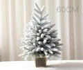 Árbol de Navidad flocado de 60cm con efecto nieve en maceta cuadrada marrón oscuro - Árbol Desnudo PE / 60CM