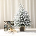 Mini árbol de Navidad artificial flocado con base dorada, adornos y luces de LED - Paquete de Decoración - Gris Gema / 45CM (Solo Adornos)