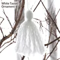 Petit pendentif gland en laine blanche sur branche pour décoration de Noël DIY - Petit pendentif / Blanc