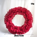 Dettaglio ghirlanda di iuta rossa con diametro di 38cm e peso di 175g specificati - Ghirlanda Arricciata Rossa da 38CM (Senza Fiocco)