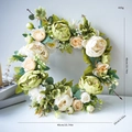 Couronne de pivoines crème rétro 40cm fleurs artificielles pour décor de porte - Pivoine Blanc Crème Style C