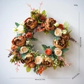 40cm autumn peony and maple leaf artificial wreath for thanksgiving home wall decor - Coffee Peony Wreath