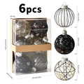 Set da 6 palline di Natale da 8cm nere e oro con motivi di fiocchi di neve in confezione - texture a fiocchi di neve / Nero