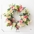 Künstlicher 40cm Blumenkranz mit rosa Rosen und Pfingstrosen für die Wanddekoration - Rosa Champagner Künstlicher Kranz (Stil A)