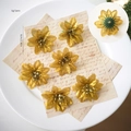 6cm gold glitter artificial poinsettia flower head for Christmas tree decoration - Gold