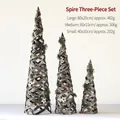 Lot de 3 flèches en rotin marron avec étoiles blanches et sapin pour déco de Noël - Combinaison de Flèches Grande Moyenne Petite