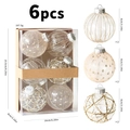 Set di 6 palline di Natale da 8cm color oro champagne con decorazioni a rete e pois - Strisce e pois / Champagne