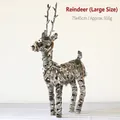 Grande décoration de Noël renne tissé argenté avec paillettes et étoiles (75x45cm) - Grand Ornement de Renne Un