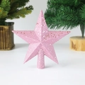 Estrella de Navidad rosa con purpurina de 24,5 cm para decorar la copa del árbol - 19.5cm / Rosa