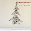 Sapin de Noël tressé argenté grande taille 80x40cm avec flocon de neige et étoile - Grand Arbre Tissé Deux