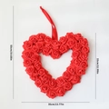 35cm heart-shaped red foam rose wreath with silk ribbon for Valentine's door decor - Style G (Red Foam Roses Heart)
