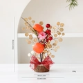 New Year red berry ornament with persimmons and wood base, 30cm height table decor - New Year Small Tree Style D