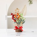 New Year red berry table ornament with Fu charm and wooden base, 35cm festive decor - New Year Small Tree Style F